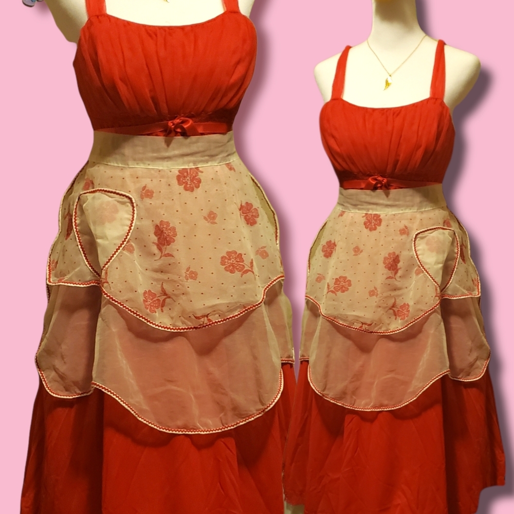 1950's Chiffon Vintage Hostess Apron Sheer Dressy Apron